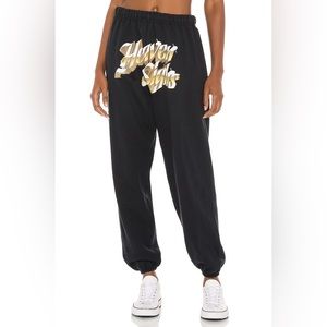 Heaven Sighs Gold Sweatpants in Black Small